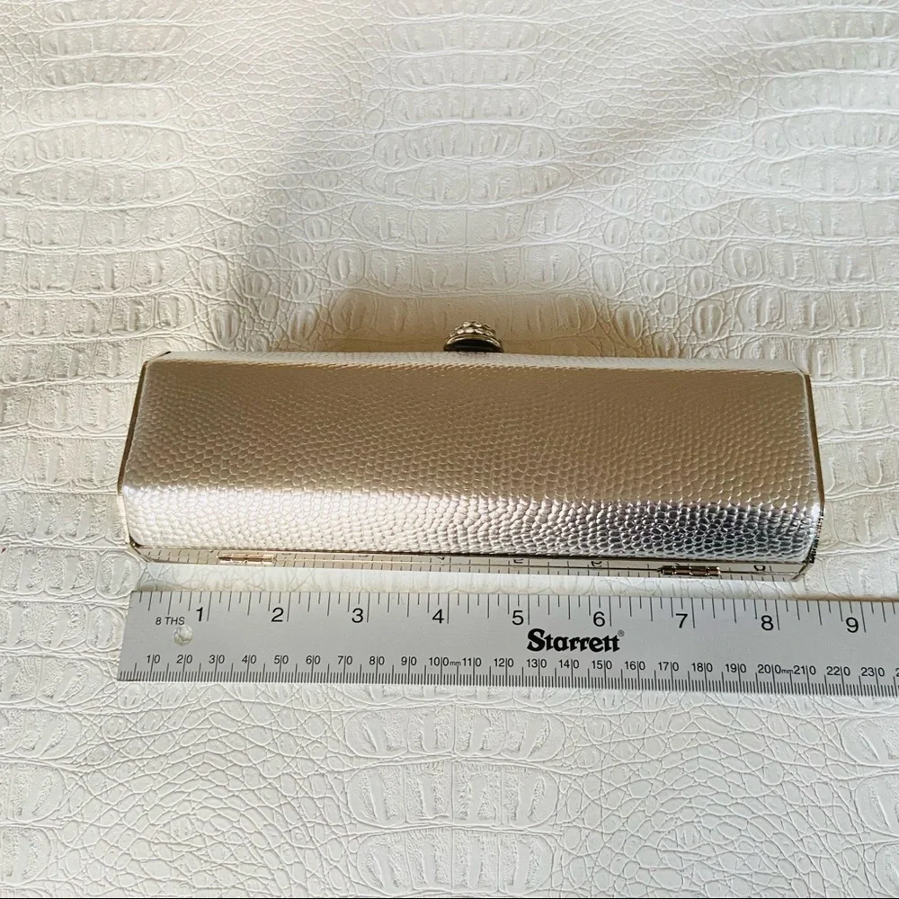 Silver lizard embossed evening bag clutch